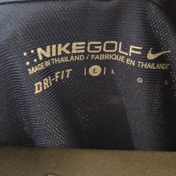 Men's Nike Golf Dri-Fit Short Sleeved 100% Polyester Navy Polo Shirt Large - Picture 4 of 5